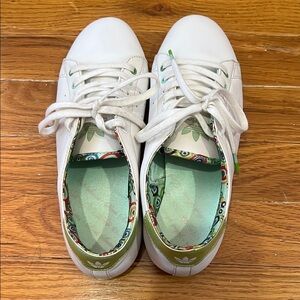 Adidas women’s White Sneakers with Green Accents